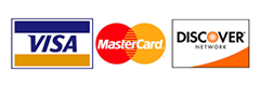 We accept Mastercard, VISA and Discover